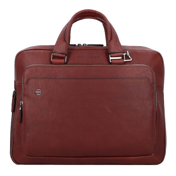 Piquadro Cartella quadrata nera in pelle 40 cm Scomparto per laptop