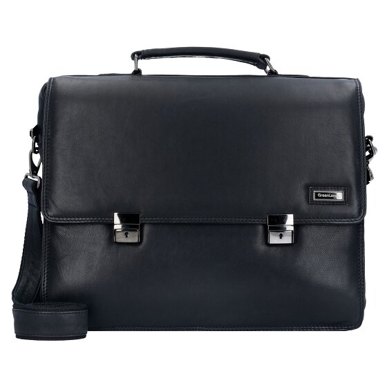 Greenland Nature Cartella in pelle nappa nera 40 cm Scomparto per laptop