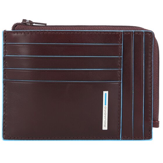 Piquadro Custodia quadrata blu per carte di credito RFID in pelle 12 cm