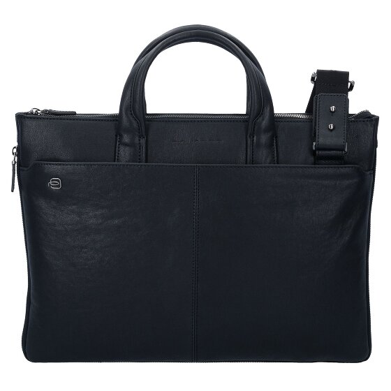 Piquadro Cartella quadrata nera in pelle 42 cm Scomparto per laptop