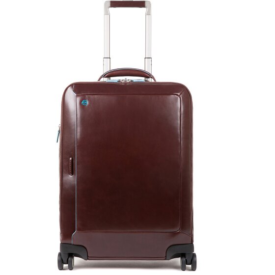 Piquadro Trolley blu quadrato a 4 ruote in pelle 55 cm con scomparto per laptop Piquadro Trolley blu quadrato a 4 ruote in pelle 55 cm con scomparto per laptop