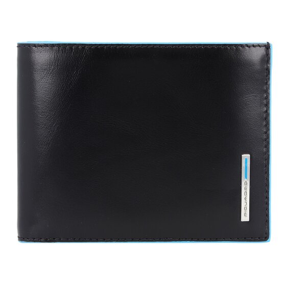 Piquadro Portacarte di credito quadrato blu in pelle 12,5 cm