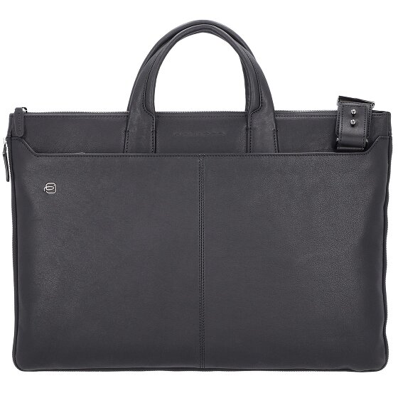 Piquadro Borsa per laptop quadrata nera in pelle 47 cm