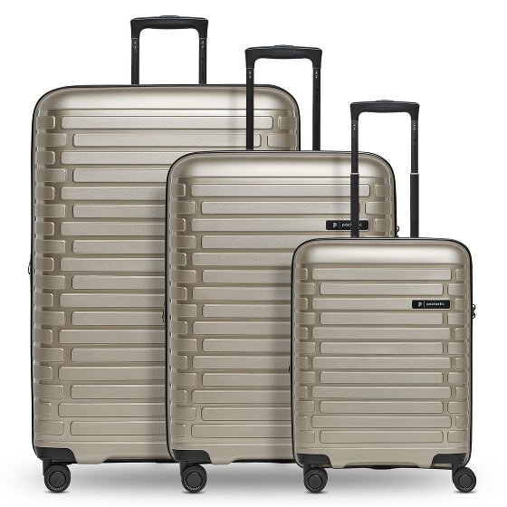 Pactastic Collection 04 THE THREE SET + 4 ruote Set di valigie 3 pezzi con piega di espansione