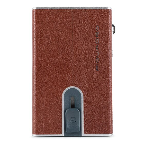 Piquadro Portacarte di credito quadrato nero in pelle 6 cm