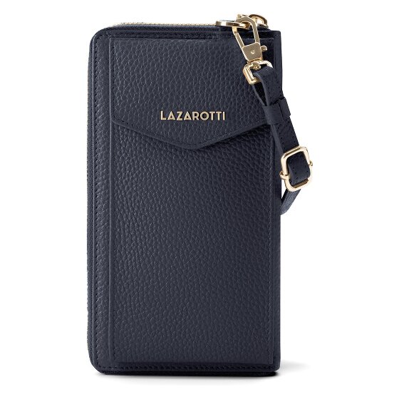 Lazarotti Portafoglio con chiusura a zip in pelle di Bologna, custodia per cellulare, 19 cm