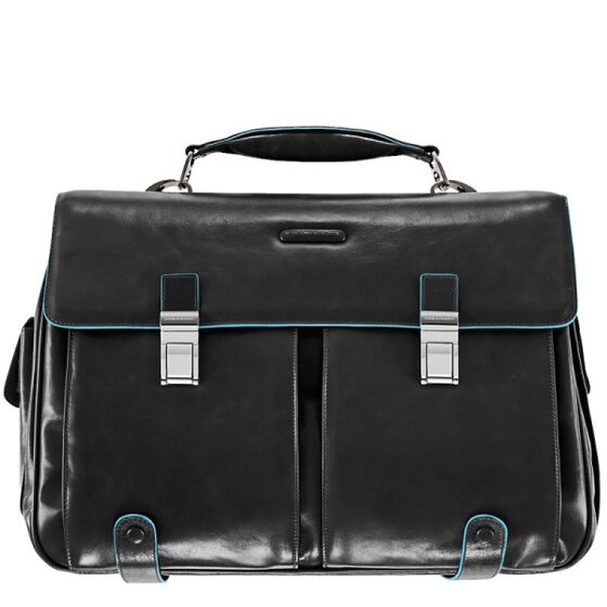 Piquadro Cartella quadrata blu in pelle 43 cm Scomparto per laptop