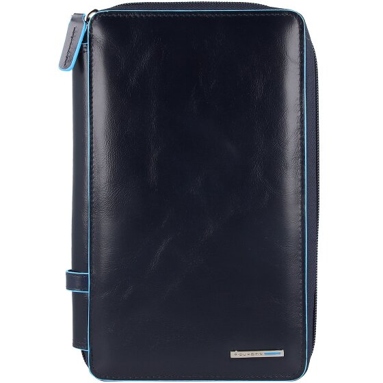 Piquadro Custodia per passaporto da viaggio quadrata blu in pelle 14 cm