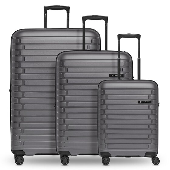 Pactastic Collection 04 THE THREE SET + 4 ruote Set di valigie 3 pezzi con piega di espansione