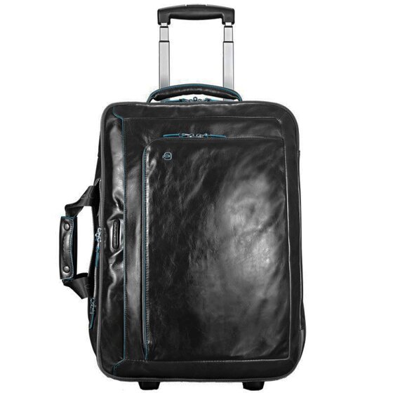 Piquadro Trolley business blu quadrato a 2 ruote in pelle con scomparto per laptop da 51 cm