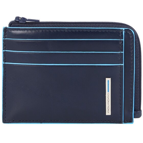 Piquadro Custodia per carte di credito RFID quadrata blu in pelle 11 cm