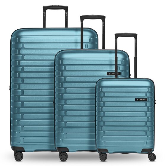 Pactastic Collection 04 THE THREE SET + 4 ruote Set di valigie 3 pezzi con piega di espansione
