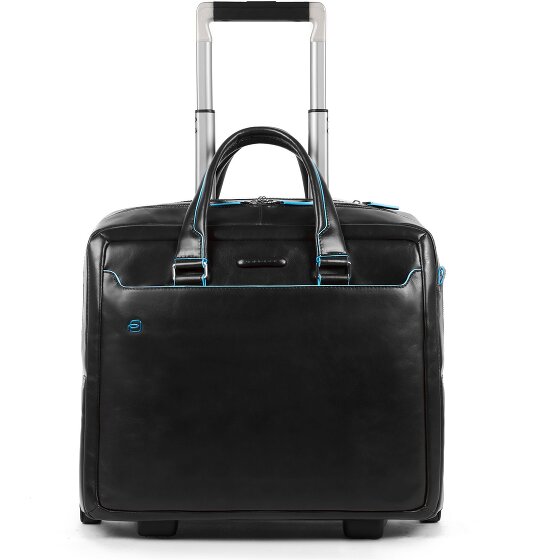 Piquadro Trolley business blu quadrato a 2 ruote in pelle con scomparto per laptop da 36 cm