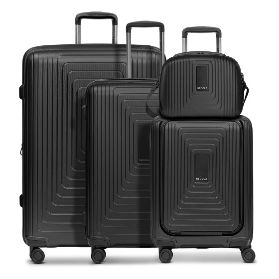 Redolz Set di valigie Essentials 14 a 4 ruote + beauty case 4 pezzi con piega elastica + scomparto per laptop