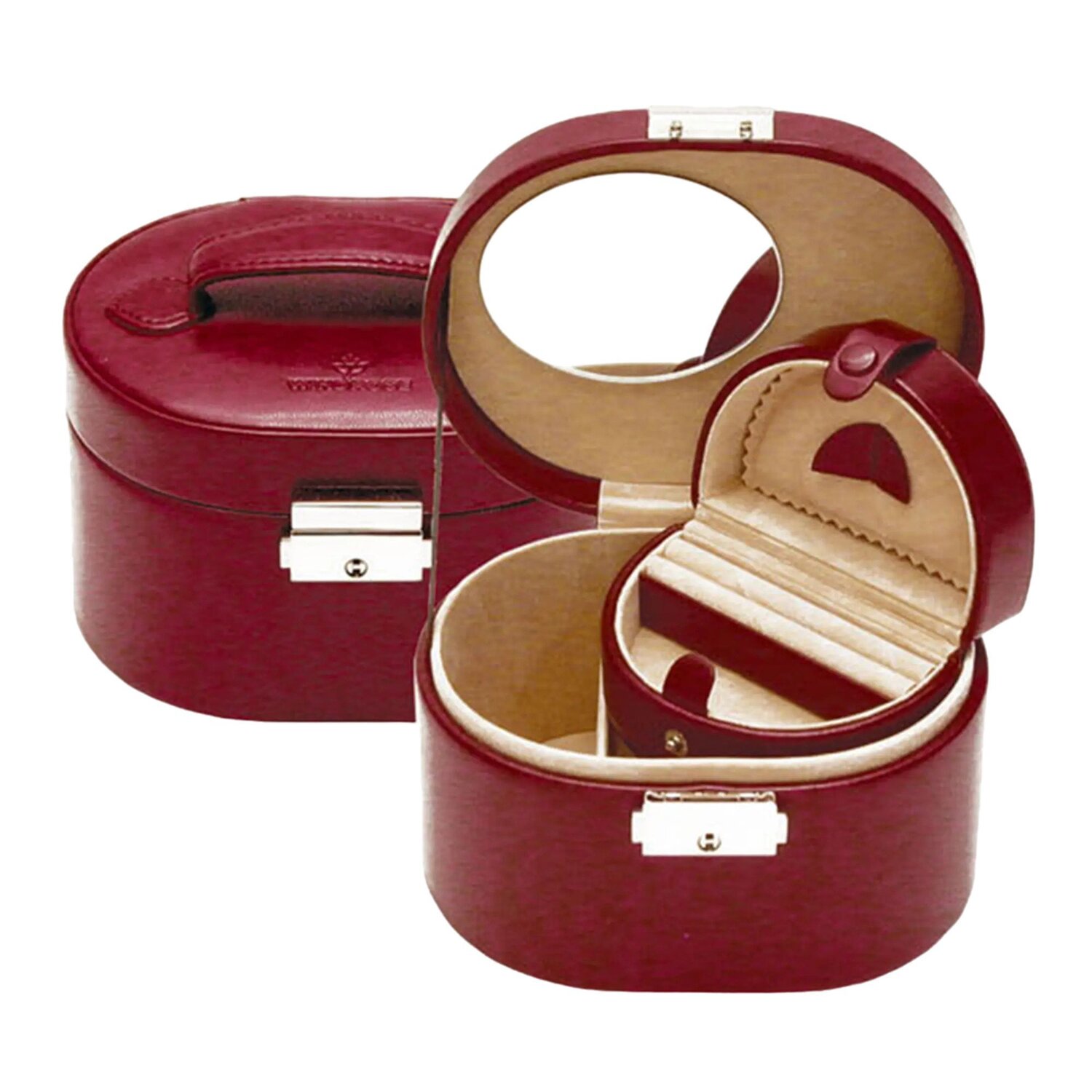 Windrose Portagioie Merino 15 Cm - Piccolo Scrigno Con Inserti E Specchio, Elegante Portagioie Da Viaggio