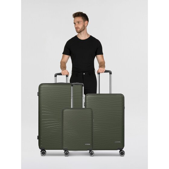 Franky Dallas 3.0 Set di valigie a 4 ruote 3 pezzi con pieghe elastiche