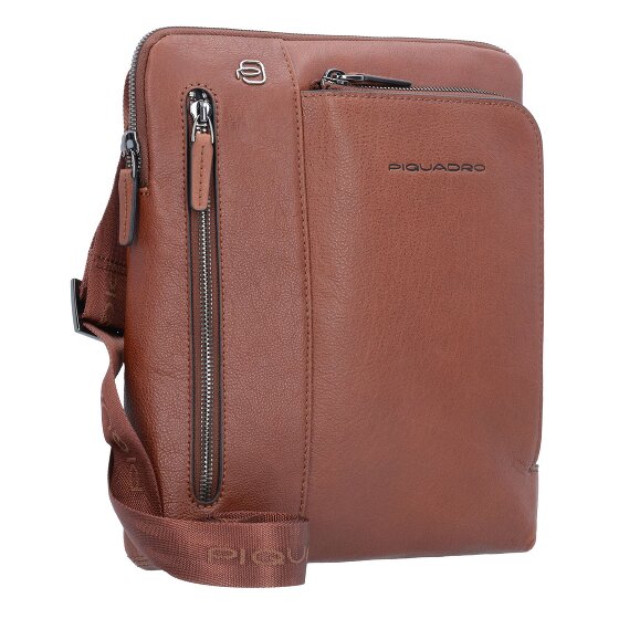 Piquadro Borsa a tracolla quadrata nera in pelle 24 cm