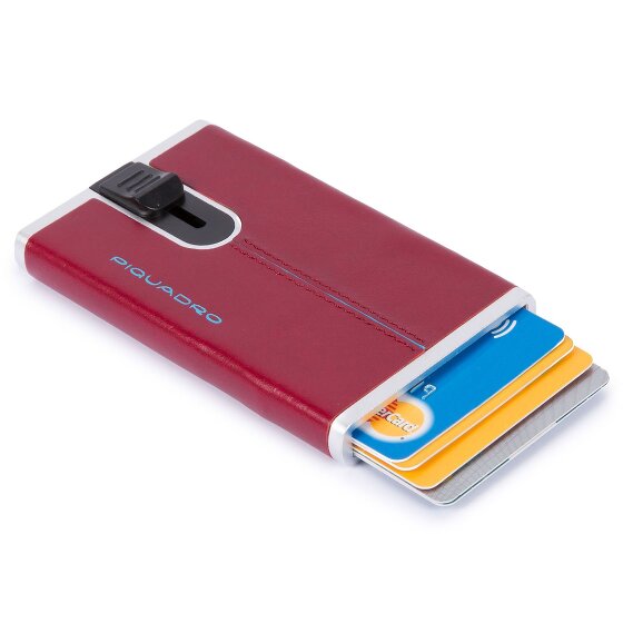 Piquadro Portacarte di credito quadrato blu RFID in pelle 6 cm
