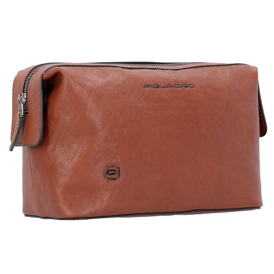 Piquadro Black Square Borsa da toilette Vera Pelle 23 cm
