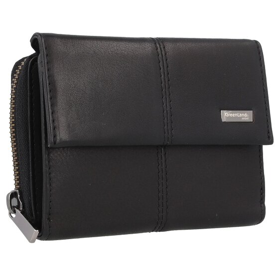 Greenland Nature Black Nappa Portafoglio Protezione RFID Pelle 13 cm