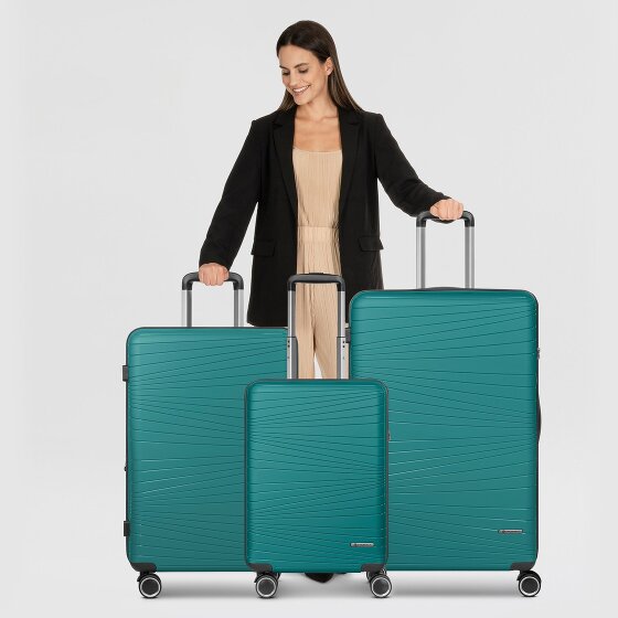 Franky Dallas 3.0 Set di valigie a 4 ruote 3 pezzi con pieghe elastiche