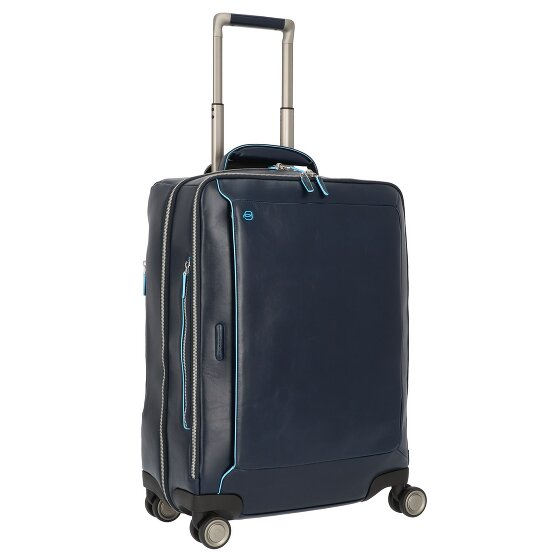 Piquadro Trolley blu quadrato a 4 ruote in pelle 55 cm con scomparto per laptop Piquadro Trolley blu quadrato a 4 ruote in pelle 55 cm con scomparto per laptop