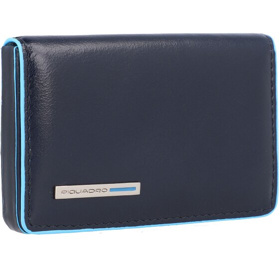 Piquadro Porta biglietti da visita quadrato blu in pelle 10 cm