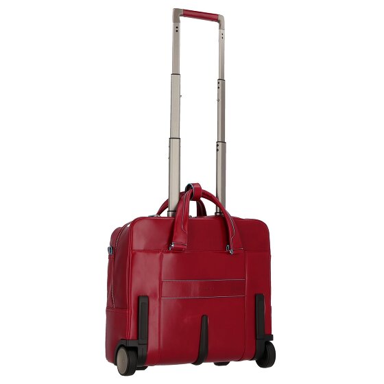 Piquadro Trolley business blu quadrato a 2 ruote in pelle con scomparto per laptop da 36 cm