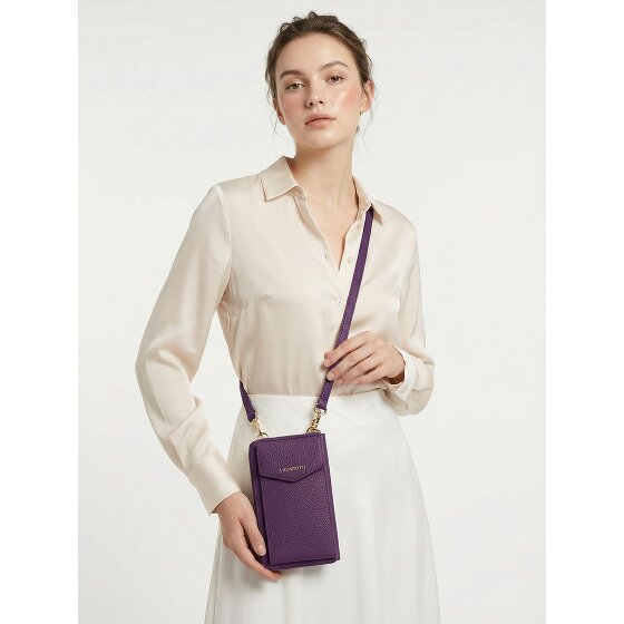 Lazarotti Portafoglio con chiusura a zip in pelle di Bologna, custodia per cellulare, 19 cm