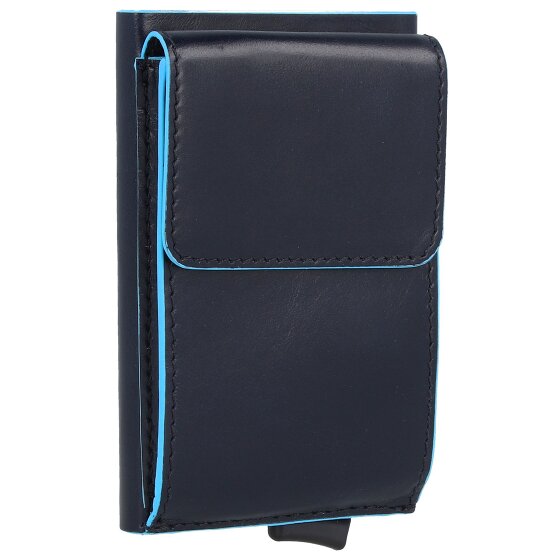 Piquadro Portacarte di credito quadrato blu in pelle 6 cm
