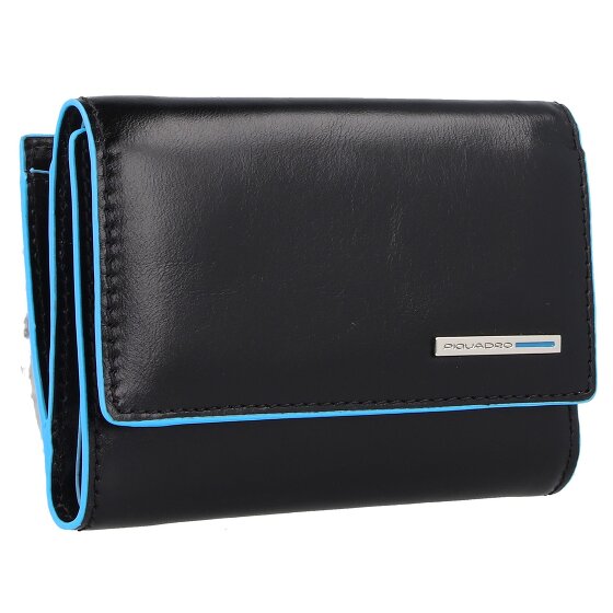 Piquadro Portafoglio quadrato blu RFID in pelle 12 cm