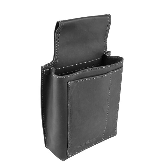 Greenburry Marsupio nero vintage - Portafoglio da cameriere in pelle 14,5 cm