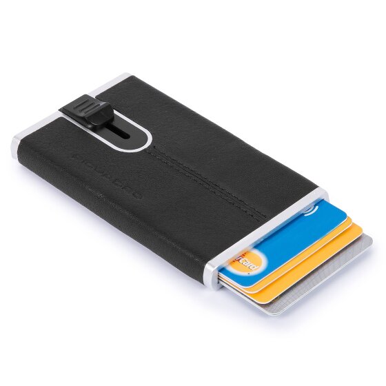 Piquadro Custodia quadrata nera per carte di credito RFID in pelle 6 cm