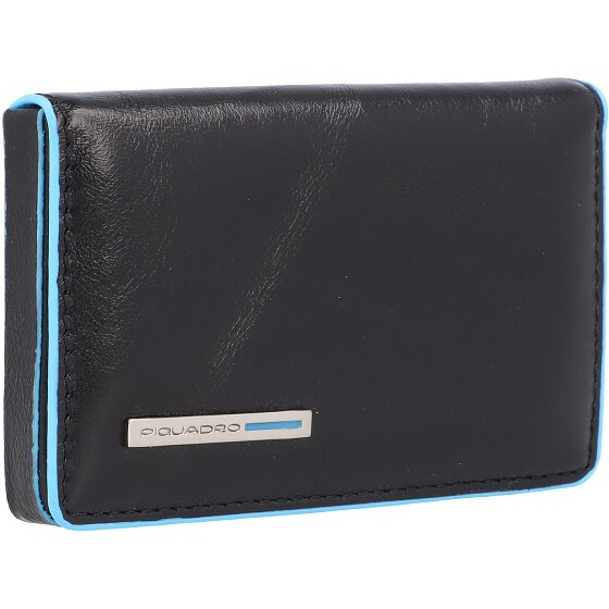 Piquadro Porta biglietti da visita quadrato blu in pelle 10 cm