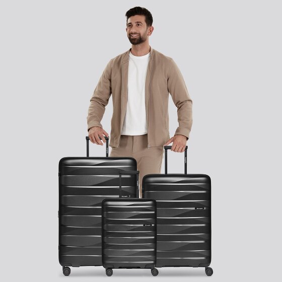 Bergpfeil Set di valigie da viaggio a 4 ruote, 3 pezzi, con ripiegamento elastico