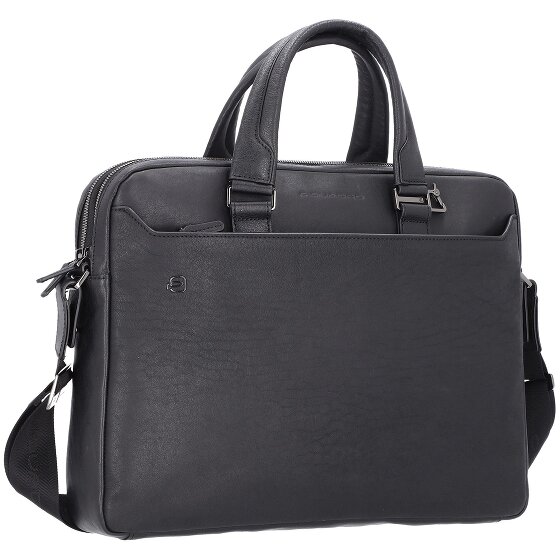 Piquadro Cartella quadrata nera in pelle 40 cm