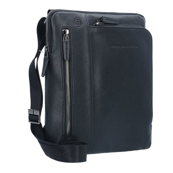 Piquadro Borsa a tracolla quadrata nera in pelle 23 cm