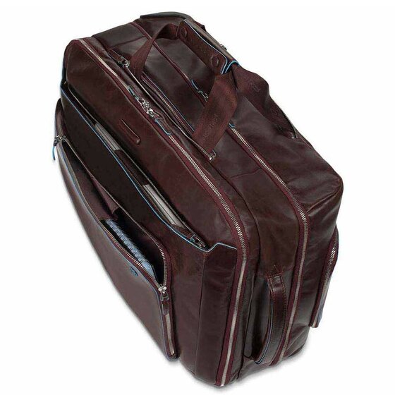 Piquadro Trolley business blu quadrato a 2 ruote in pelle con scomparto per laptop da 51 cm