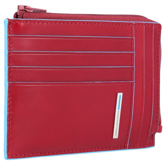 Piquadro Custodia quadrata blu per carte di credito RFID in pelle 12 cm