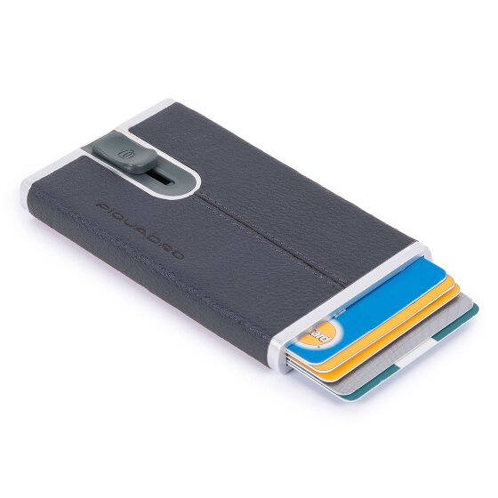 Piquadro Custodia quadrata nera per carte di credito RFID in pelle 6 cm