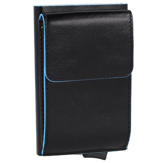 Piquadro Portacarte di credito quadrato blu in pelle 6 cm