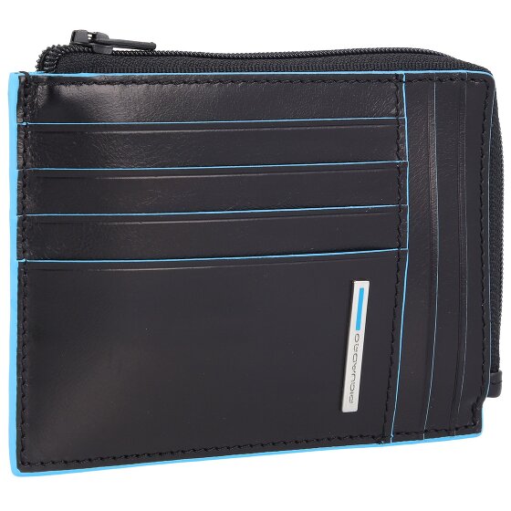 Piquadro Custodia quadrata blu per carte di credito RFID in pelle 12 cm