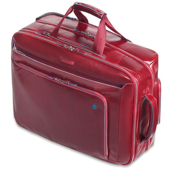 Piquadro Trolley business blu quadrato a 2 ruote in pelle con scomparto per laptop da 51 cm