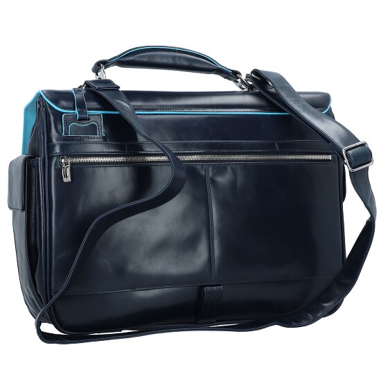 Piquadro Cartella quadrata blu in pelle 43 cm Scomparto per laptop