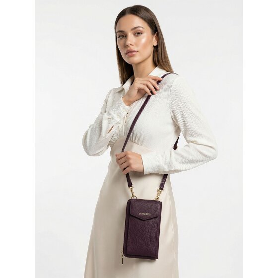 Lazarotti Portafoglio con chiusura a zip in pelle di Bologna, custodia per cellulare, 19 cm