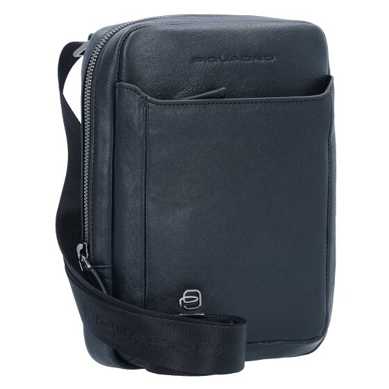 Piquadro Borsa a tracolla quadrata nera in pelle 17 cm