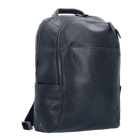 Piquadro Zaino nero quadrato in pelle 39 cm Scomparto per laptop
