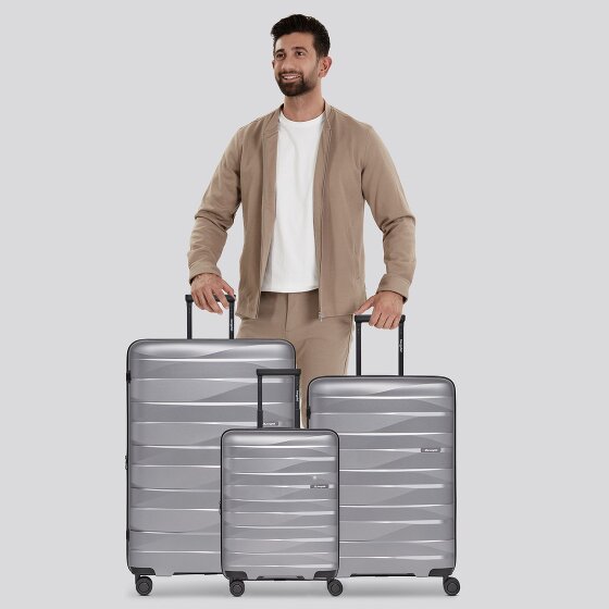 Bergpfeil Set di valigie da viaggio a 4 ruote, 3 pezzi, con ripiegamento elastico