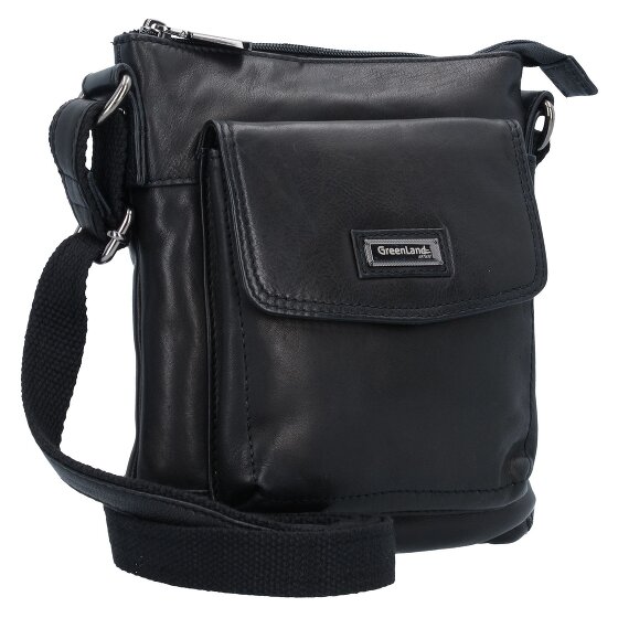 Greenland Nature Borsa a tracolla in nappa nera 21 cm