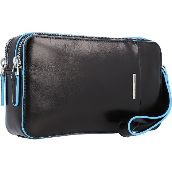 Piquadro Borsa da polso quadrata in pelle blu da 21 cm